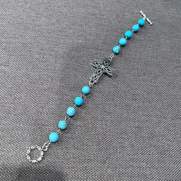 NWOT - Natural Stone Turquoise silver bracelet - Picture 4 of 5